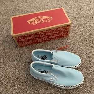 NIB Light Blue Vans Slip Ons Women’s 7